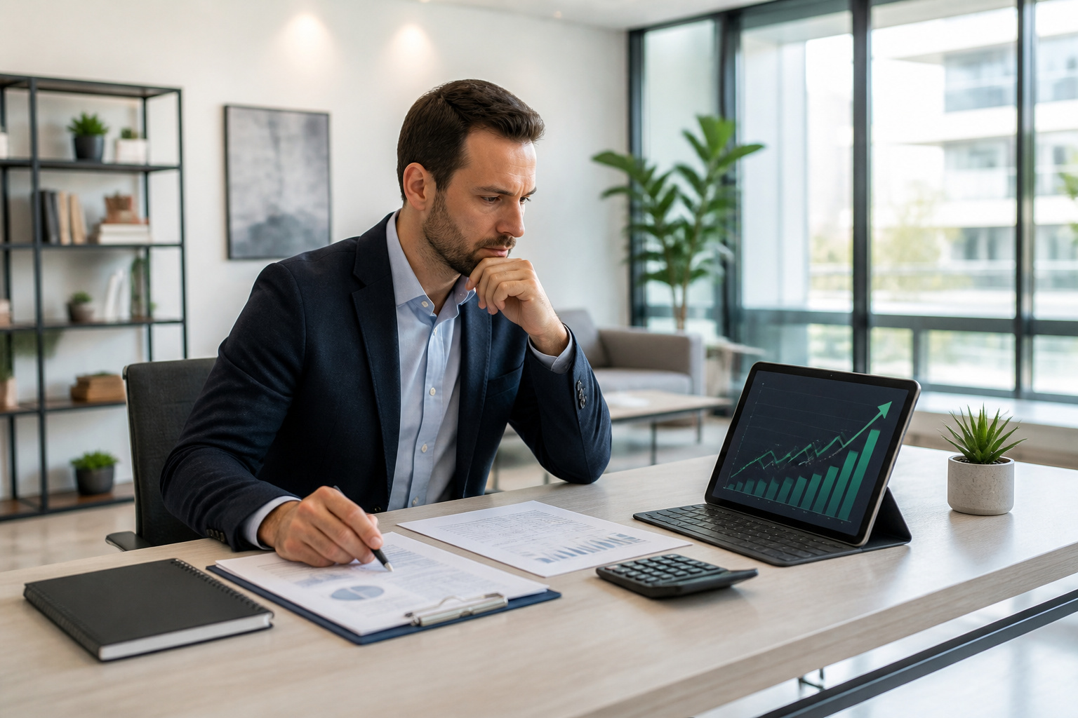 Analyse financiere en bureau moderne
