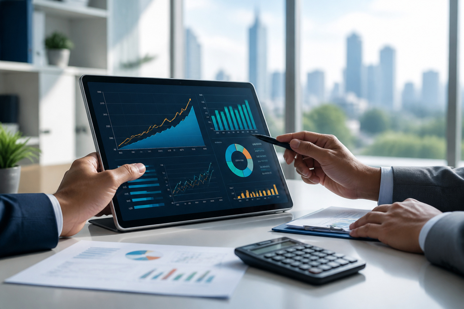 Analyse financiere sur tablette moderne