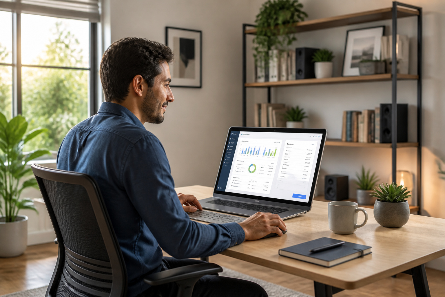 Entrepreneur travaillant sur logiciel comptable