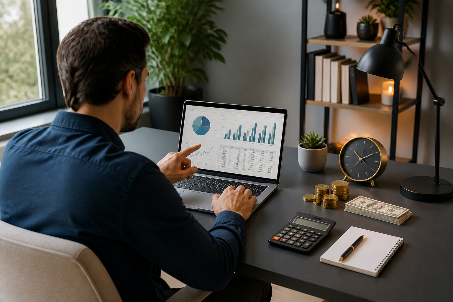 Bureau moderne axe sur la finance