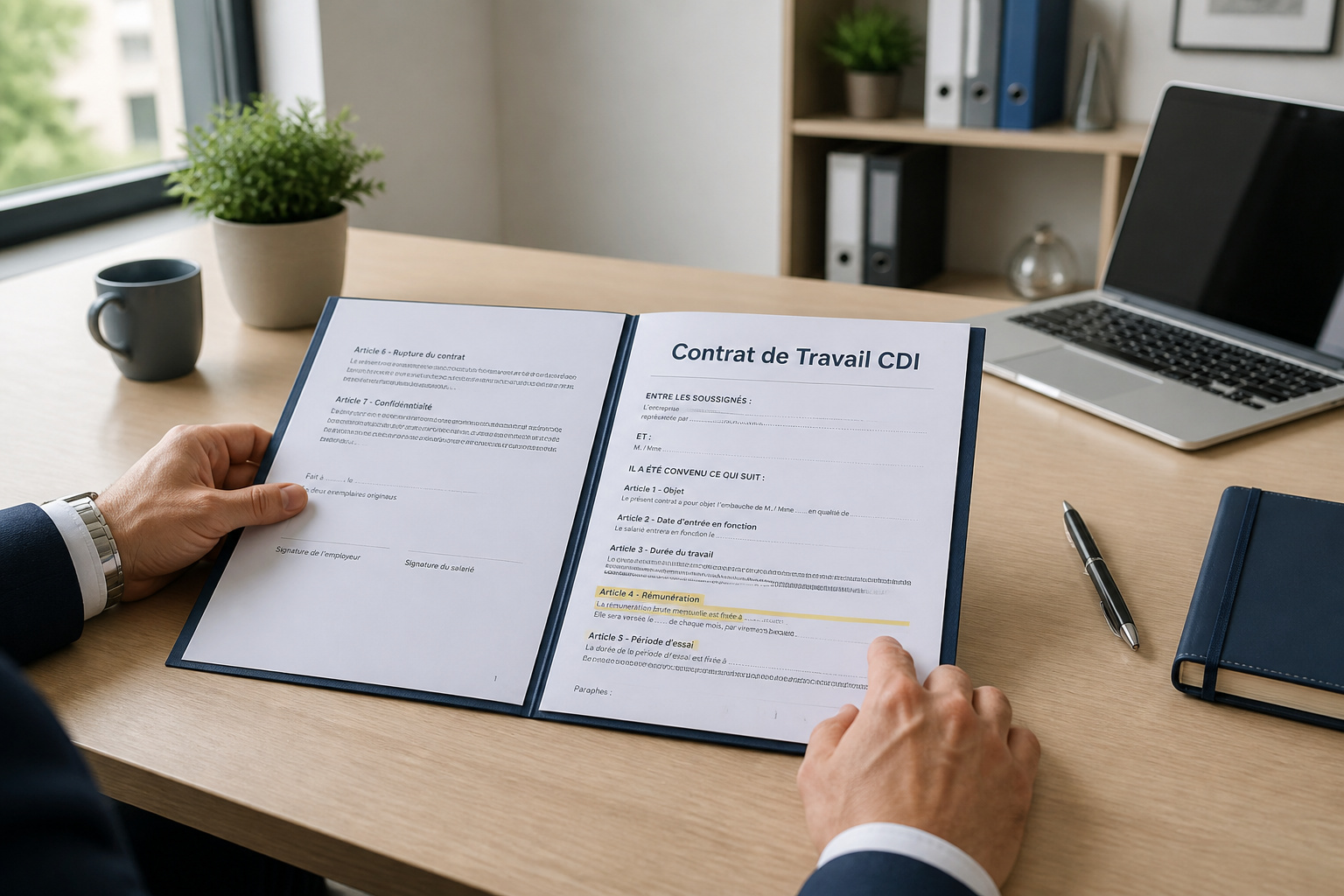 Contrat de travail cdi examen attentif