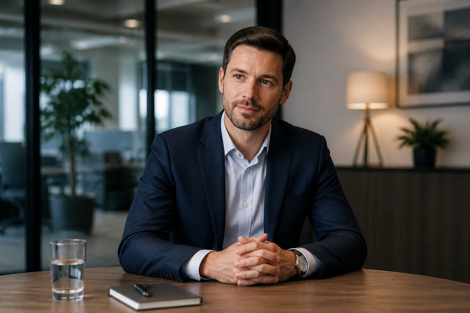 Homme daffaires confiant en entretien